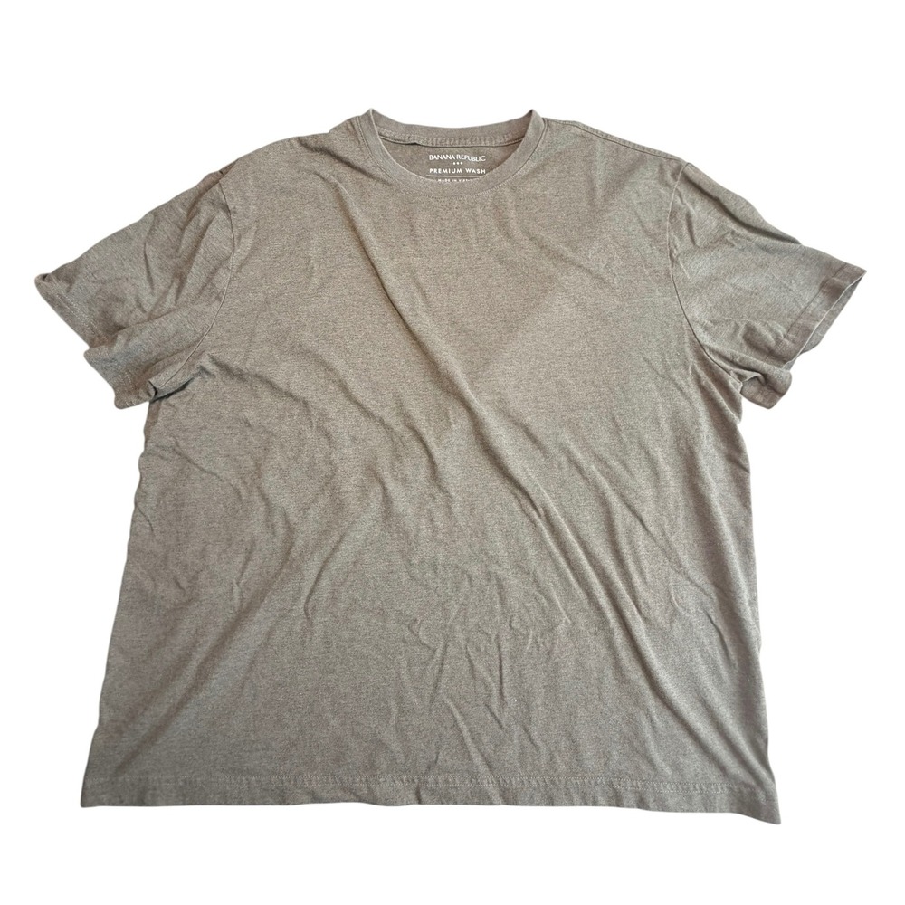 Banana Republic Premium Wash Mens XL T-Shirt Short Sleeve Greenish Gray Crew